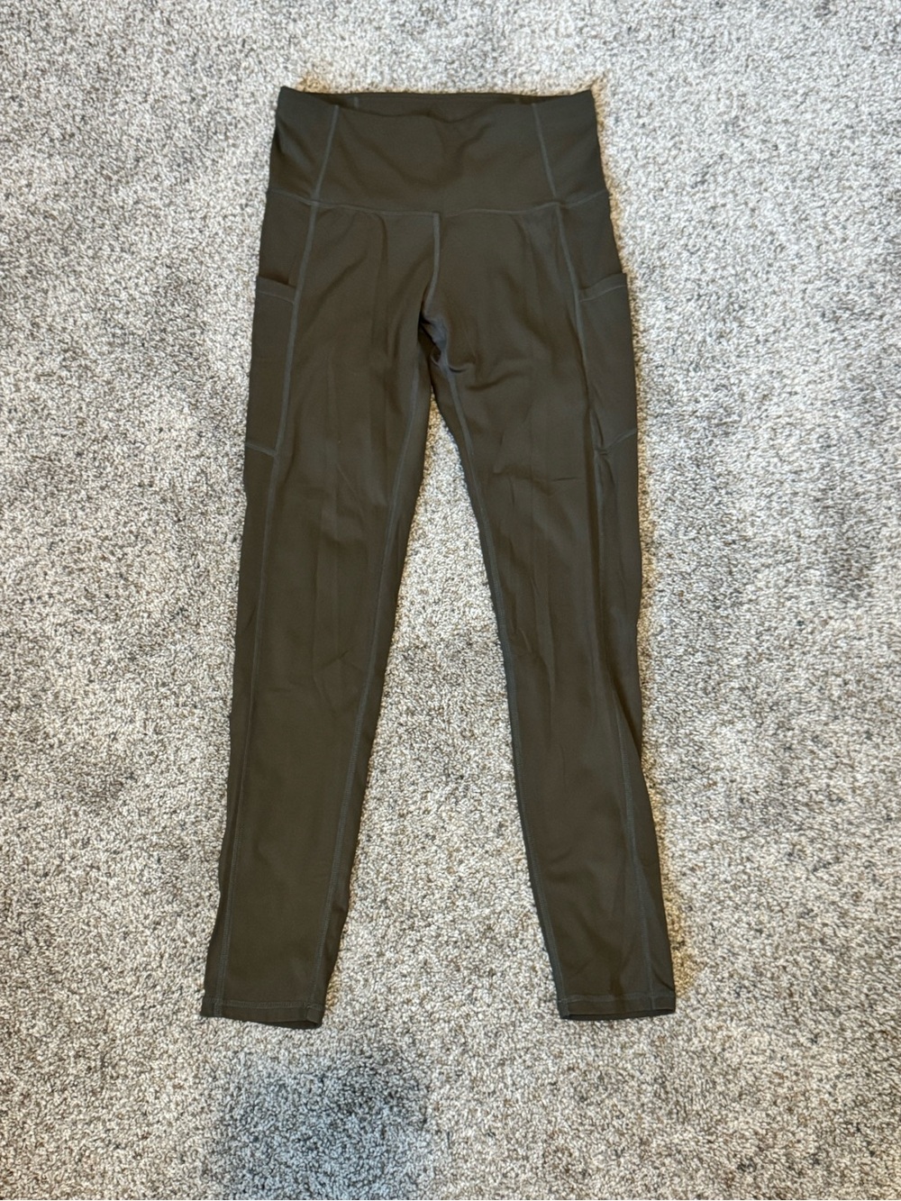 The gym people: tummy control Olive Green Performance Leggings with Side Pockets